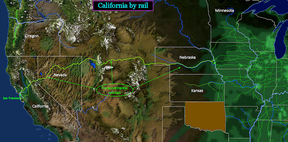 Transcontinental railroad, 1869 map